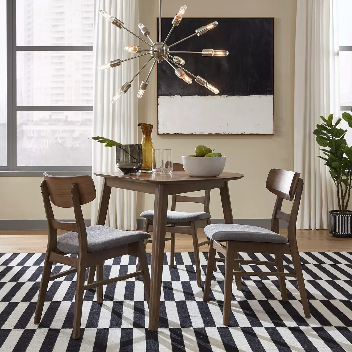 Space Savers - 4 Piece Triangle Table Set - Walnut
