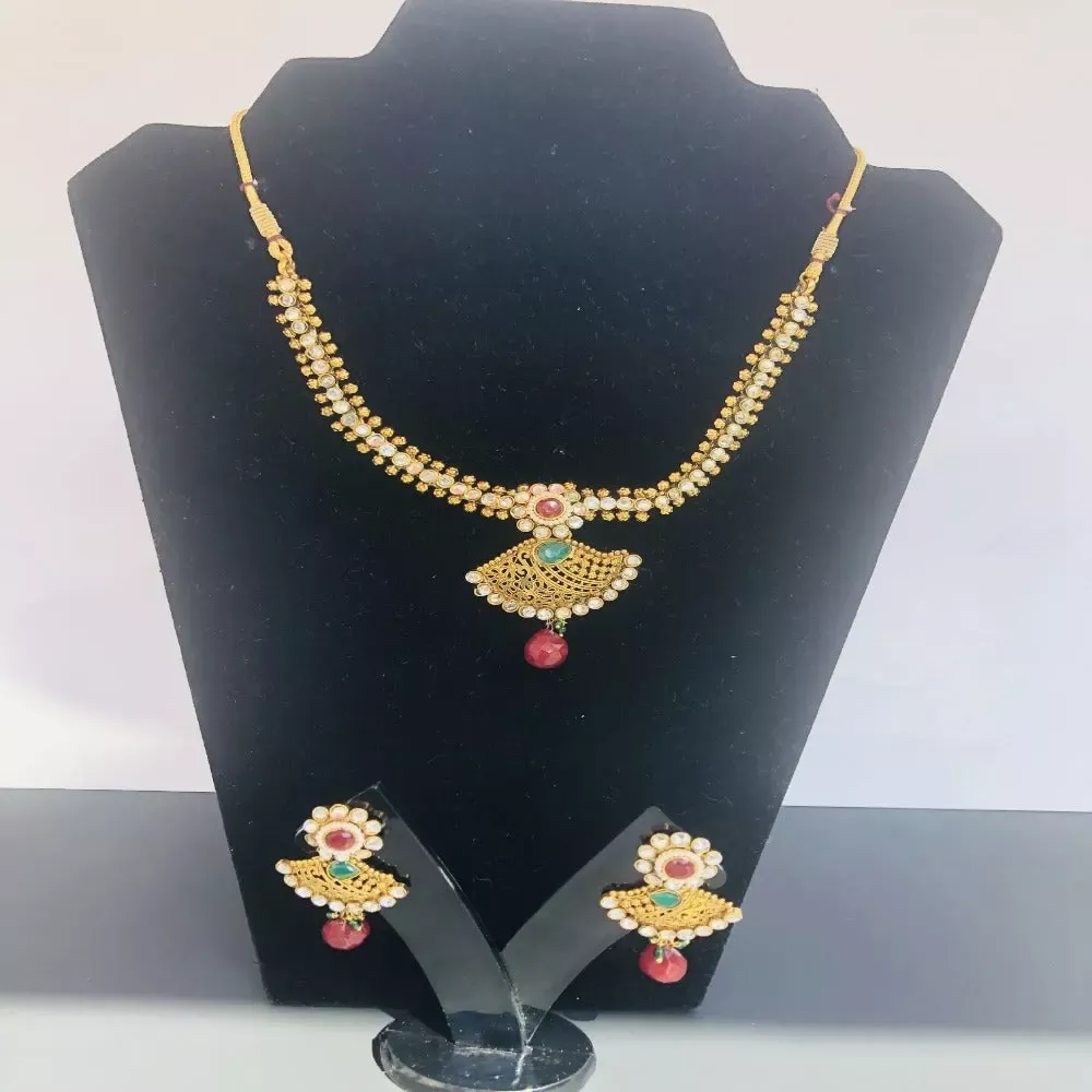 Spectacular Gold Plated Traditional Necklace Set
