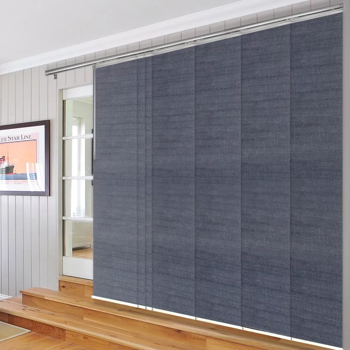 Spruce 7-Panel Single Rail Panel Track Extendable 58"-98"W, Panel width 15.75" - 80% LIGHT-FILTERING