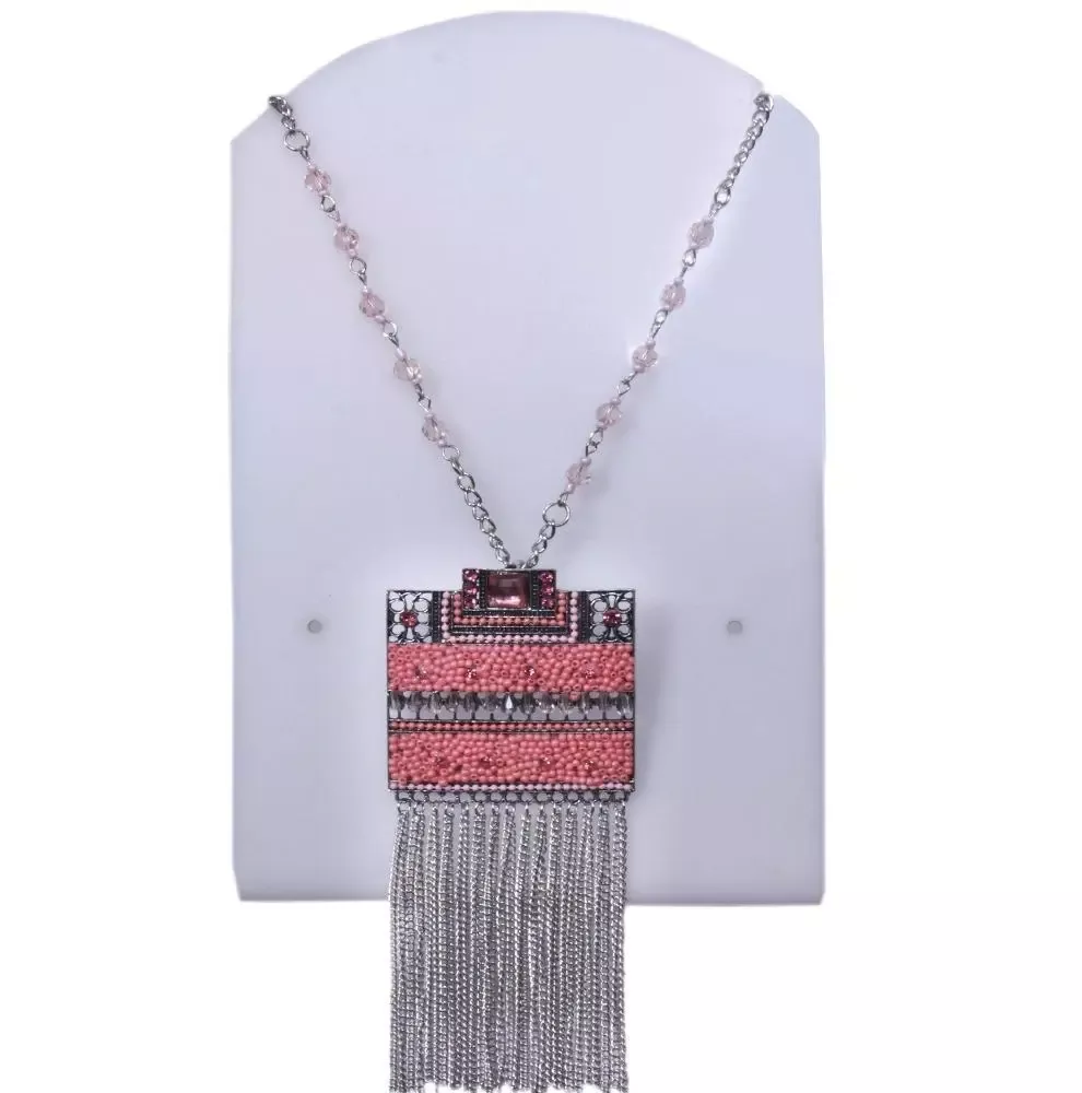 Square Shaped Pink Beaded Chain