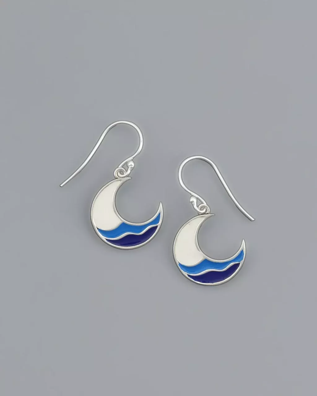 Sterling Crescent Moon Wave Earrings