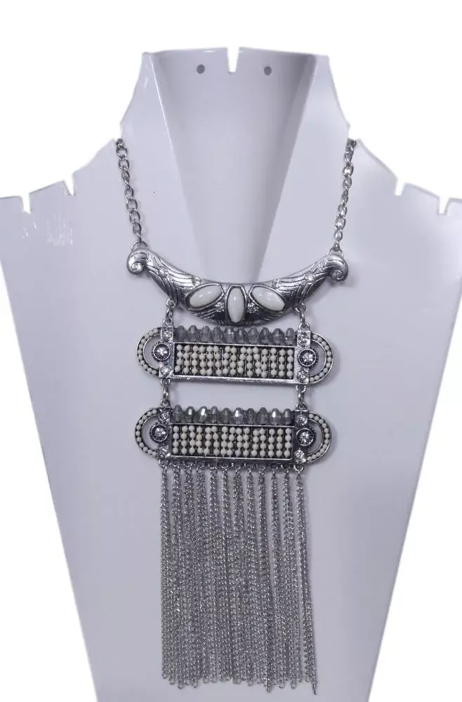 Sterling Cultured White Stone Beaded Necklace