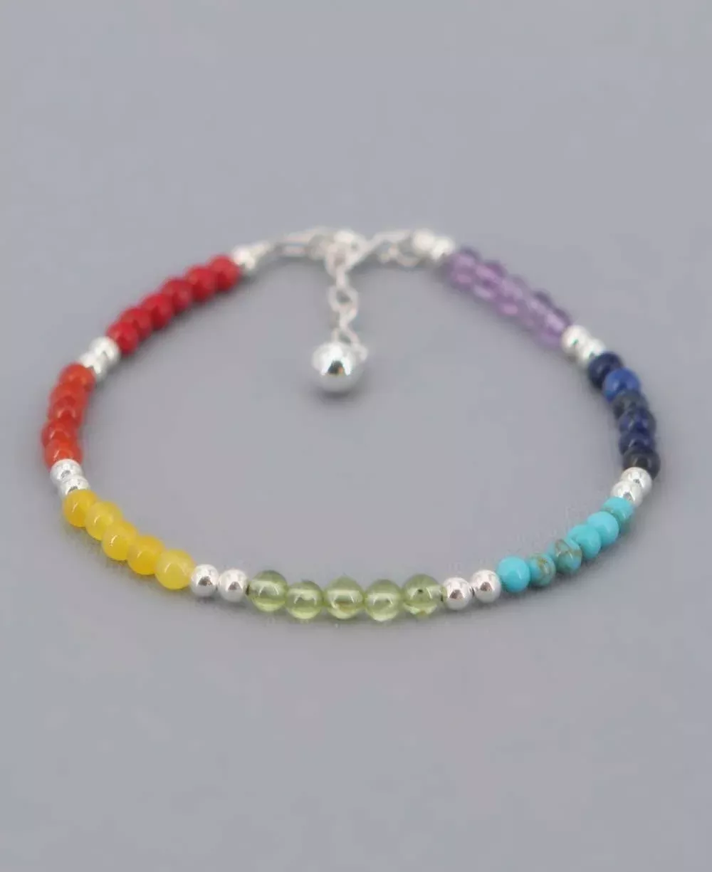 Sterling Silver Beaded Chakra Bracelet