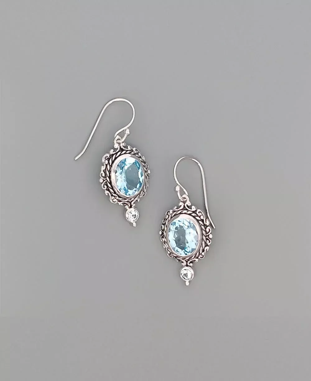 Sterling Silver Blue Topaz Earrings
