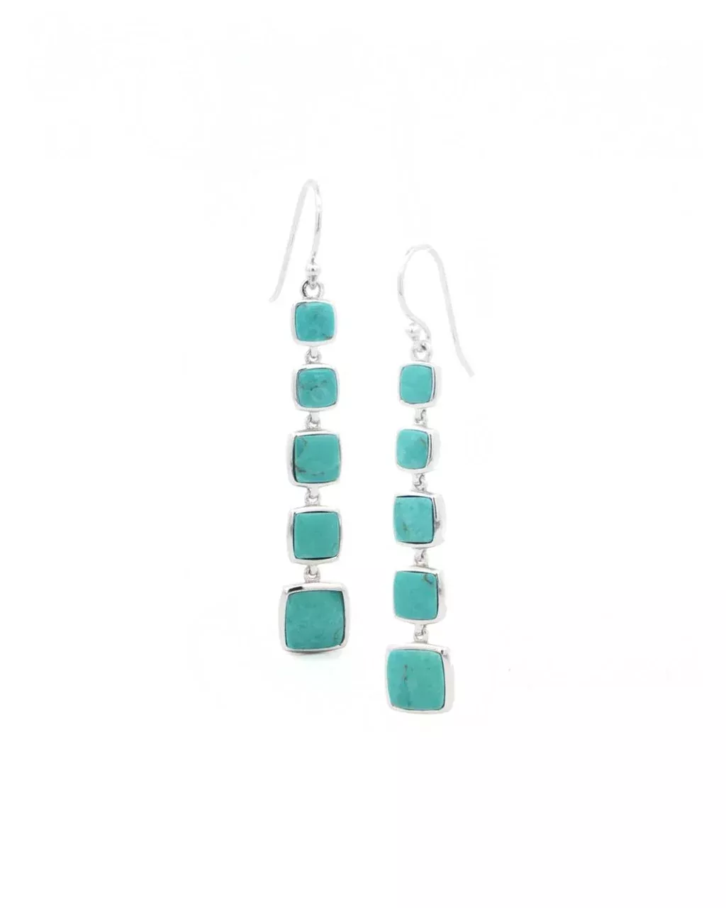 Sterling Silver Cascading Turquoise Dangle Earrings