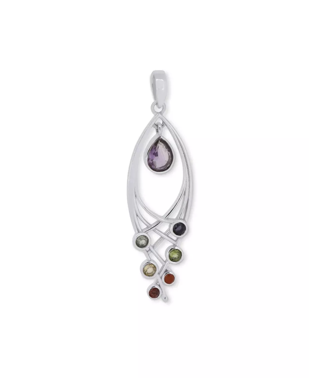 Sterling Silver Chakra Gemstones Pendant