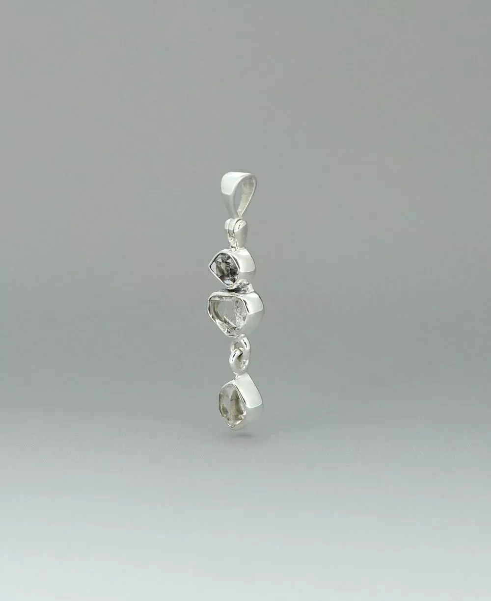 Sterling Silver Herkimer Quartz Triple Stone Pendant