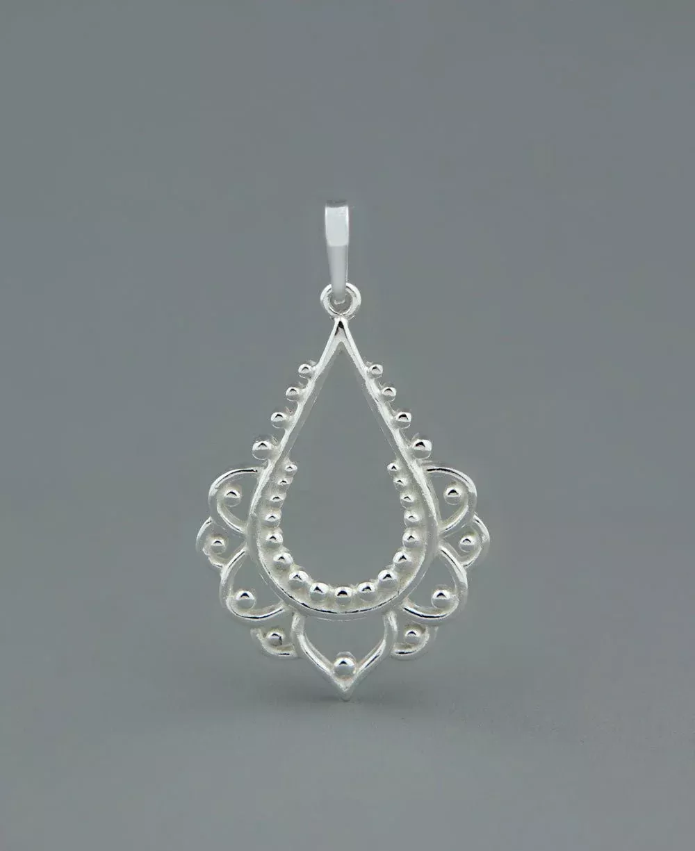 Sterling Silver Lotus Inspired Pendant