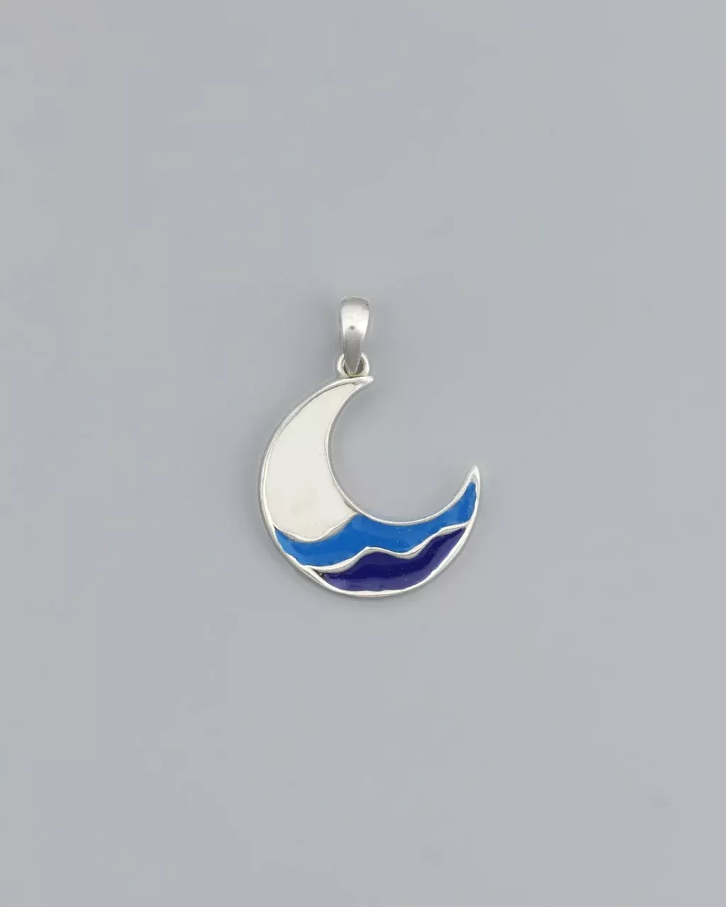 Sterling Silver Moon Wave Pendant