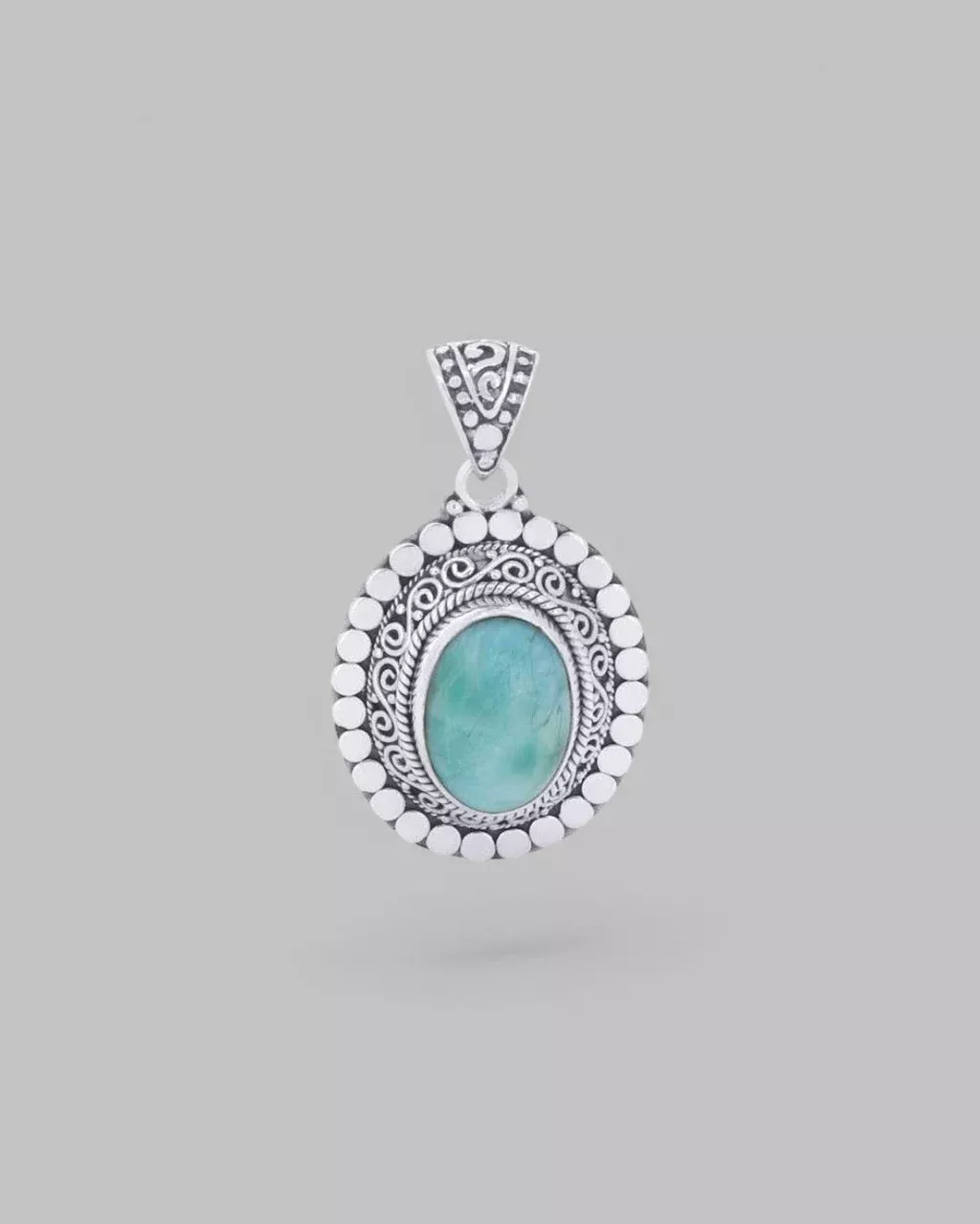 Sterling Silver Oval Larimar Pendant