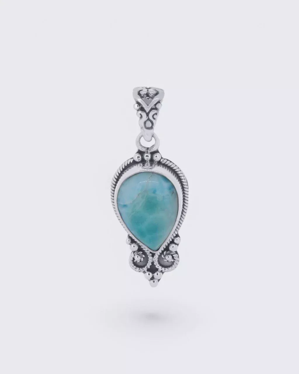 Sterling Silver Pear-Shaped Larimar Pendant