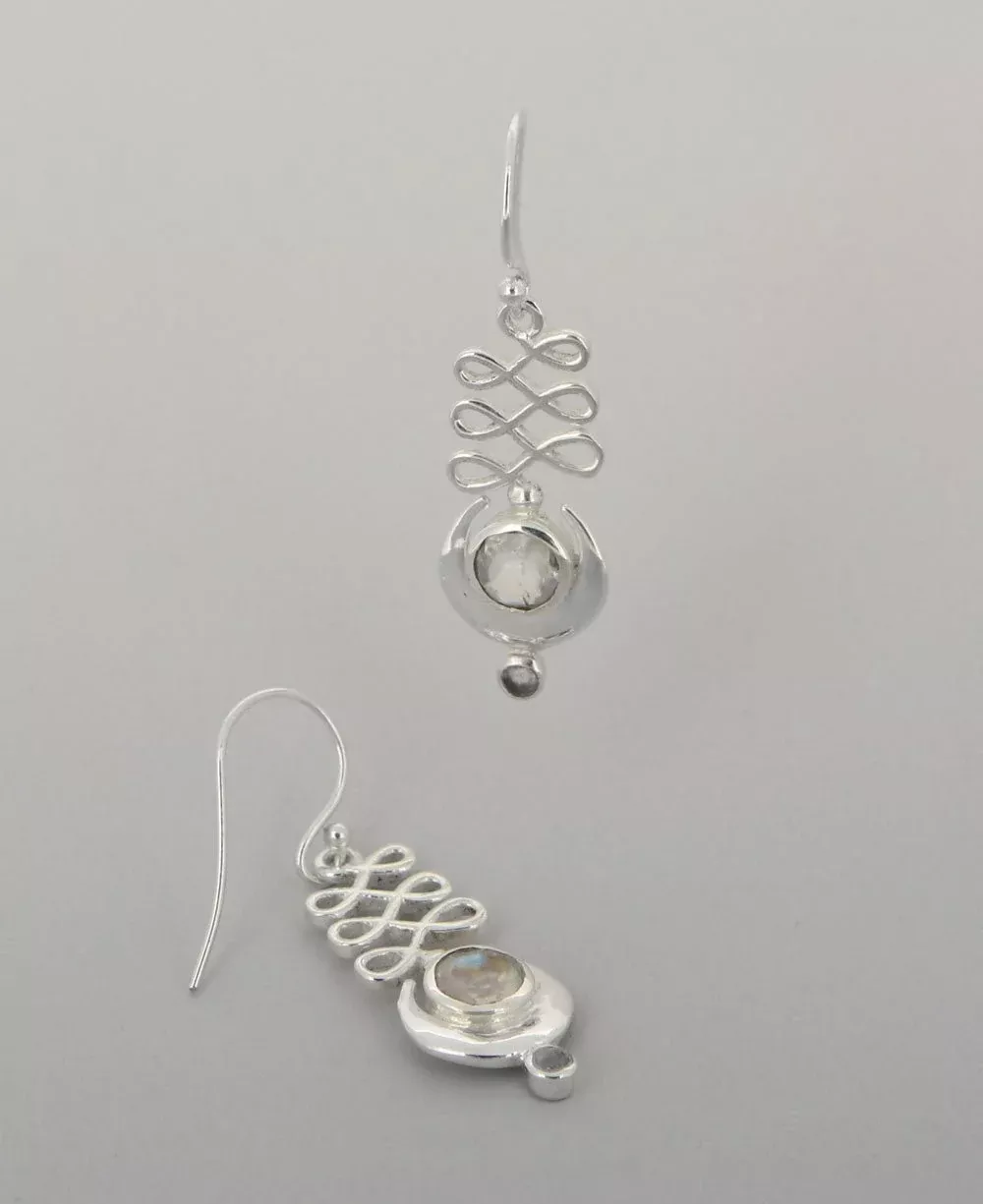 Sterling Silver Unalome Moonstone Earrings