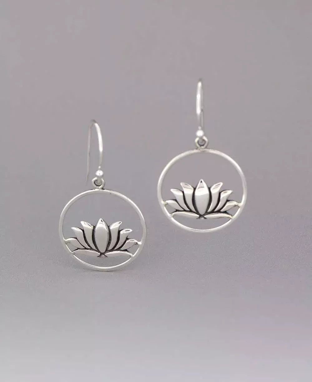 Sterling Silver Wire Frame Lotus Earrings