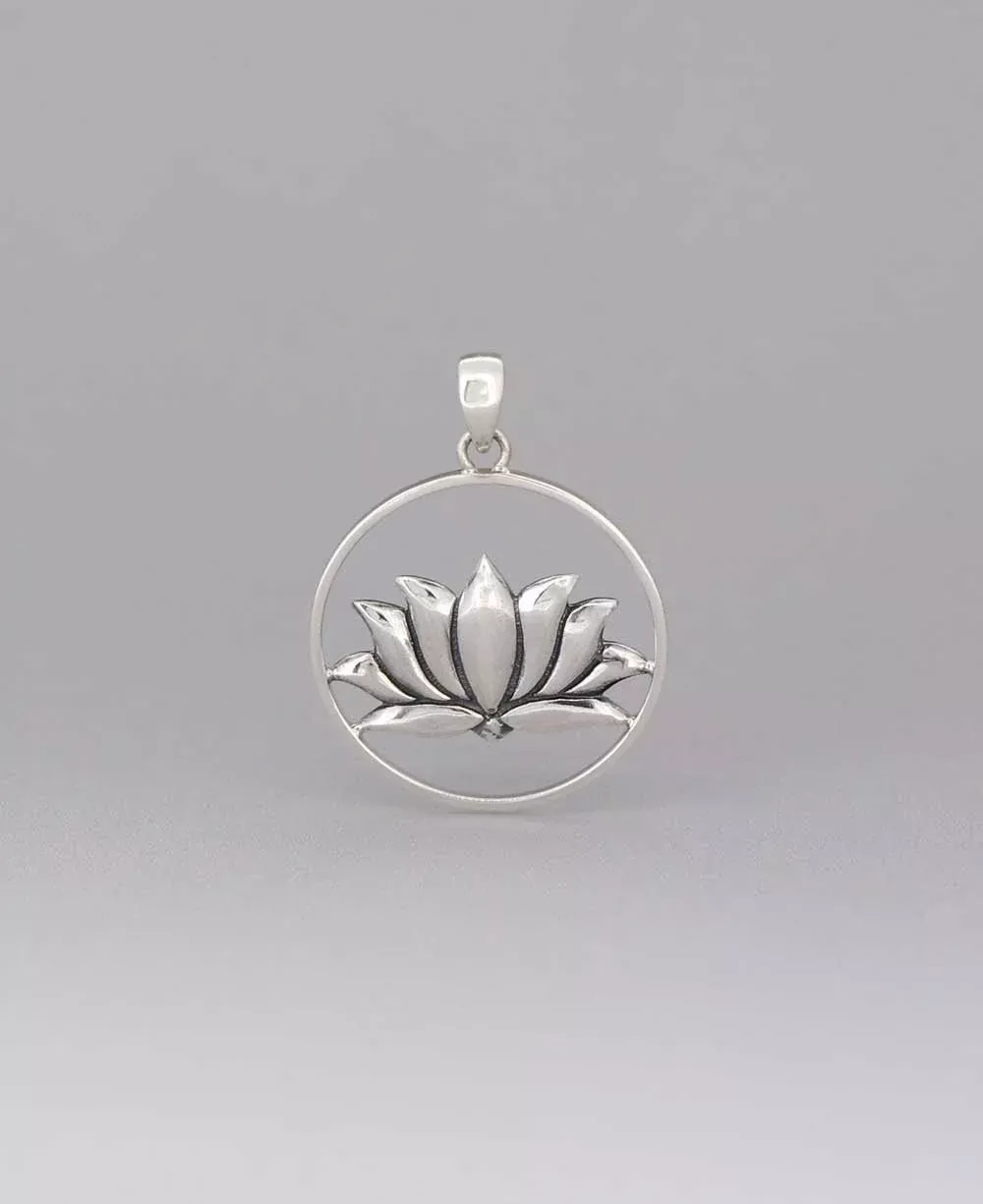 Sterling Silver Wire Frame Lotus Pendant