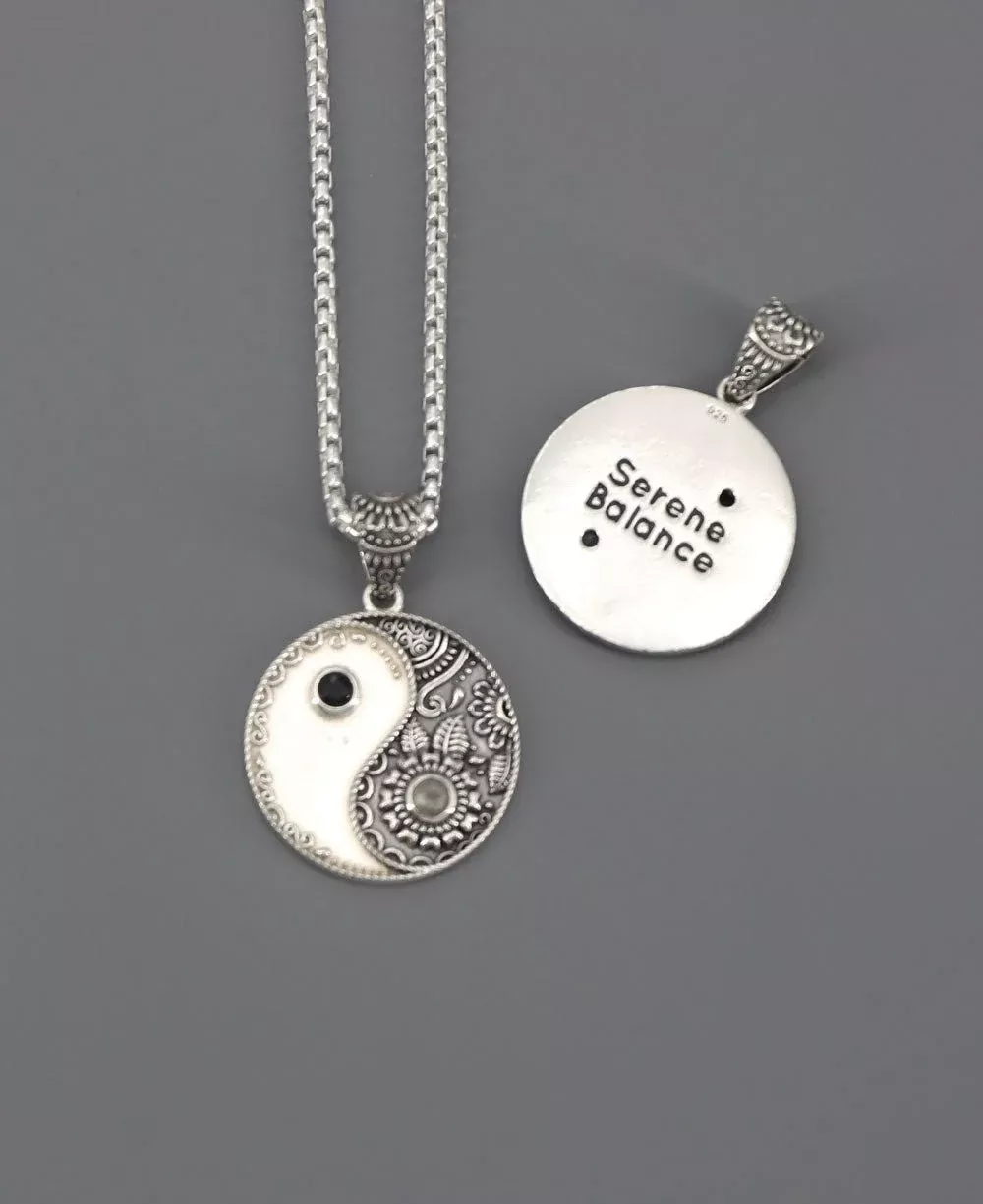 Sterling Silver Yin Yang Necklace For Men & Women