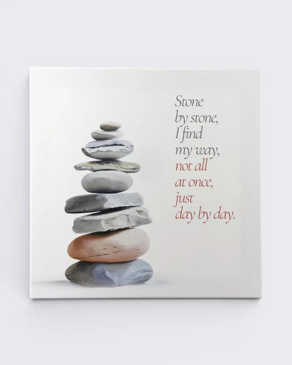 "Stone by Stone" Zen Cairn Canvas Print — 12-Inch Wood Framed Wall Art