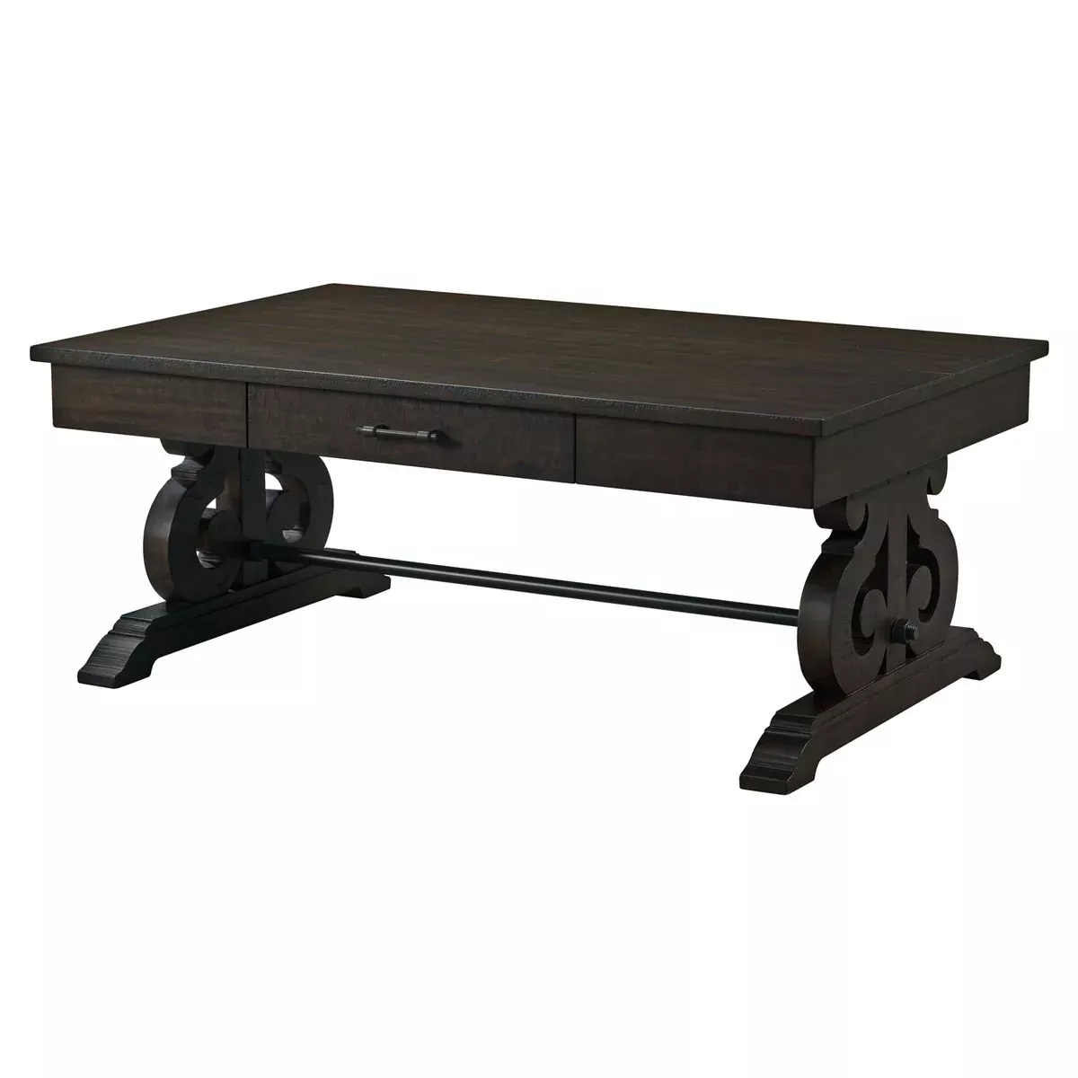 Stone - Coffee Table With PU Base - Dark Walnut