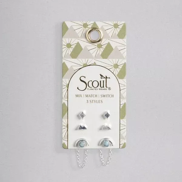 Stud Trio Ear Jacket Set - Mountain | Blue Howlite | Silver