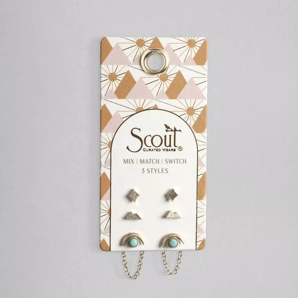Stud Trio Ear Jacket Set - Mountain | Turquoise | Gold