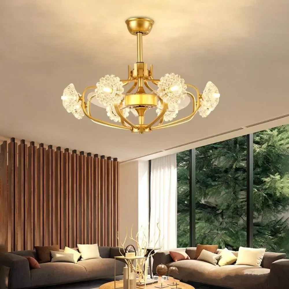 Stunning Three-blade Ceiling Fan Crystal Light