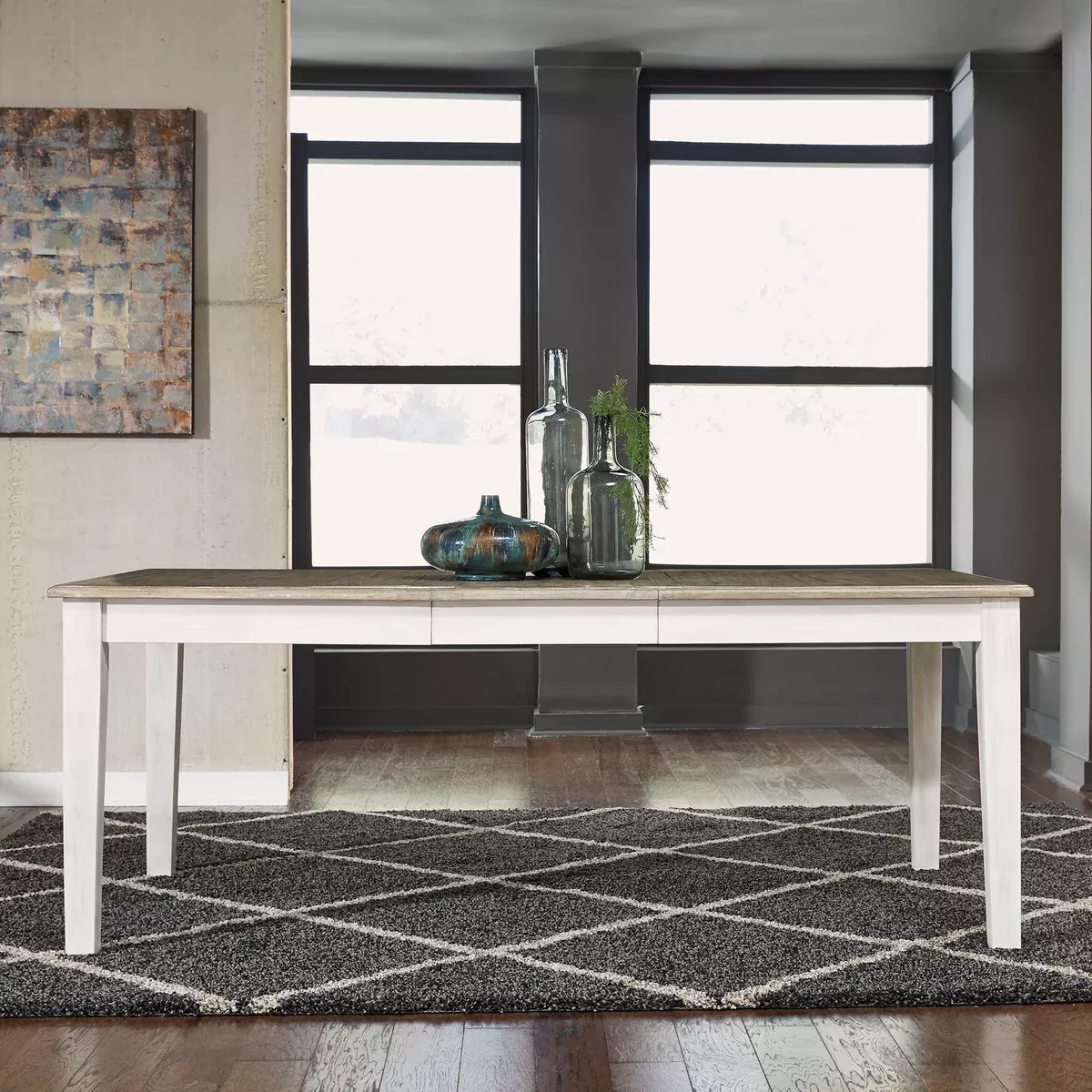 Summerville - Rectangular Leg Table - Soft White Wash / Wirebrushed Gray