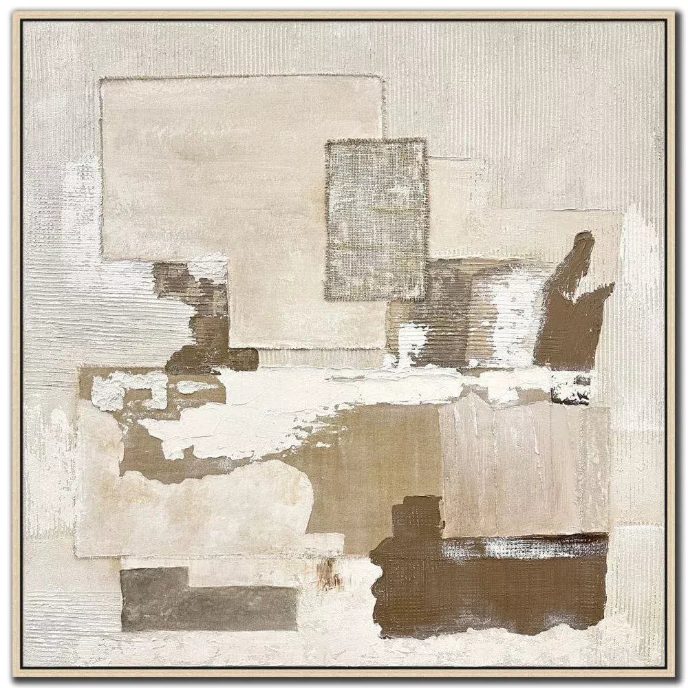 Tactile Echoes - Heavenly Textured Canvas In Floating Frame