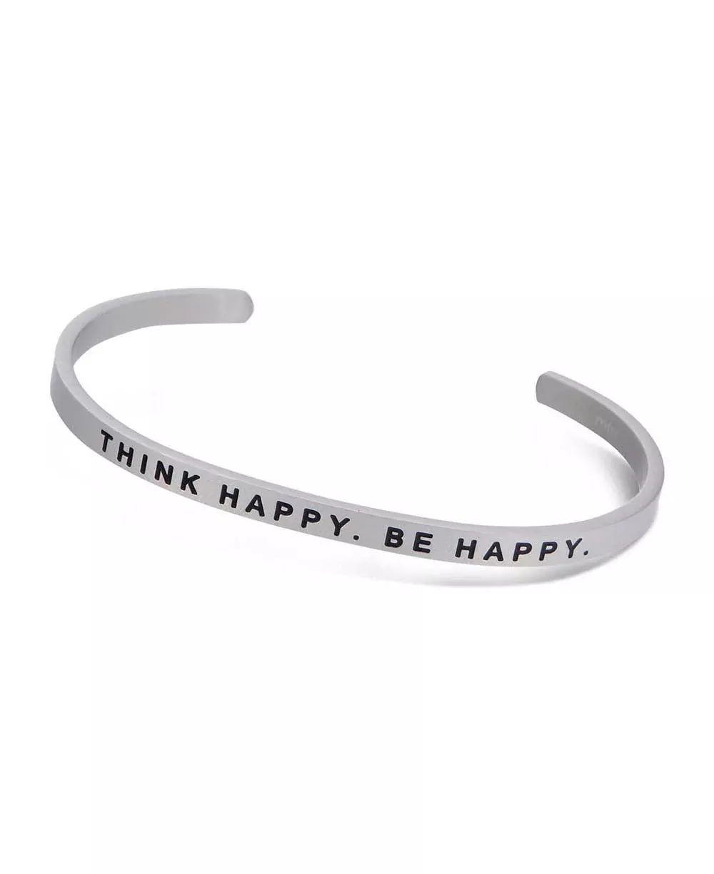 Think Happy, Be Happy Engraved Cuff Bracelet