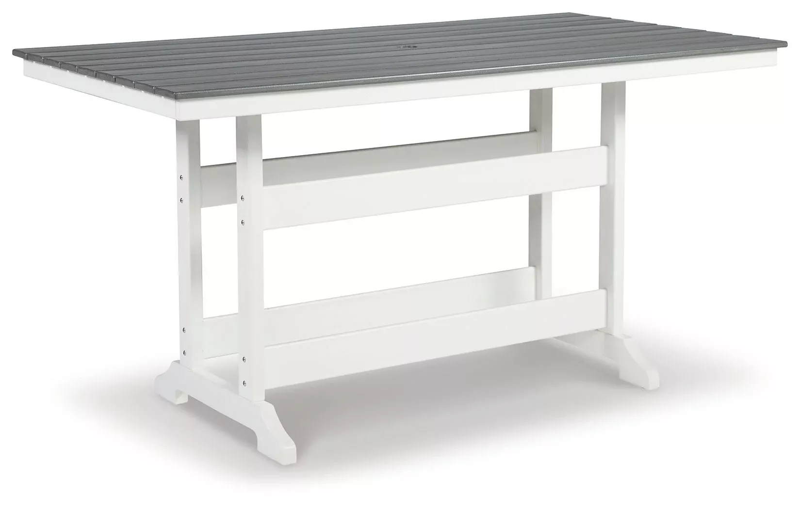 Transville - Rectangular Counter Table With Umbrella Option - Gray / White