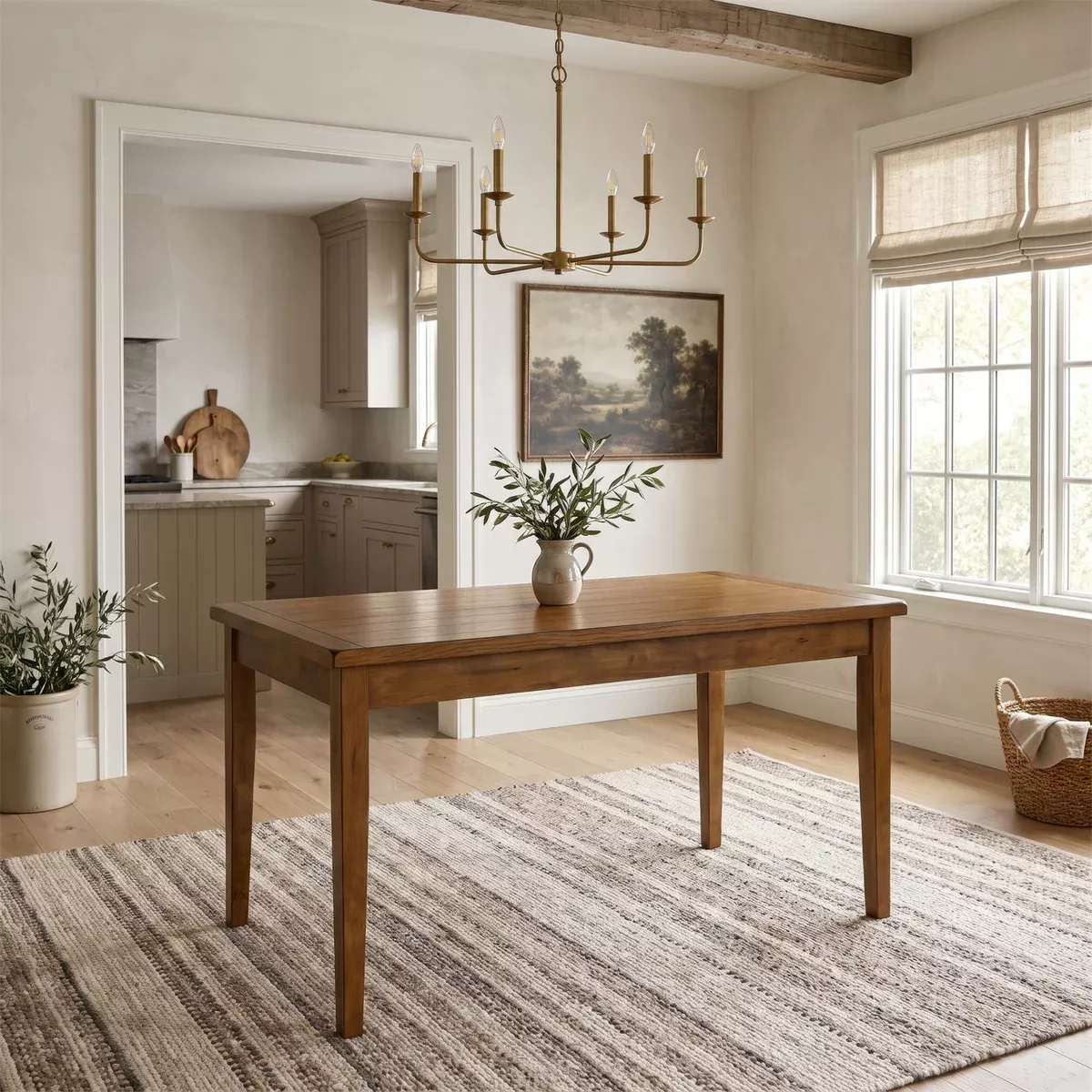 Treasures - Rectangular Leg Dining Table - Rustic Oak