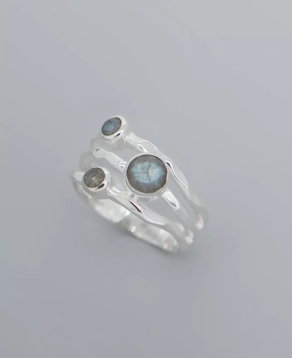Triple Stone Labradorite Ring, Sterling Silver