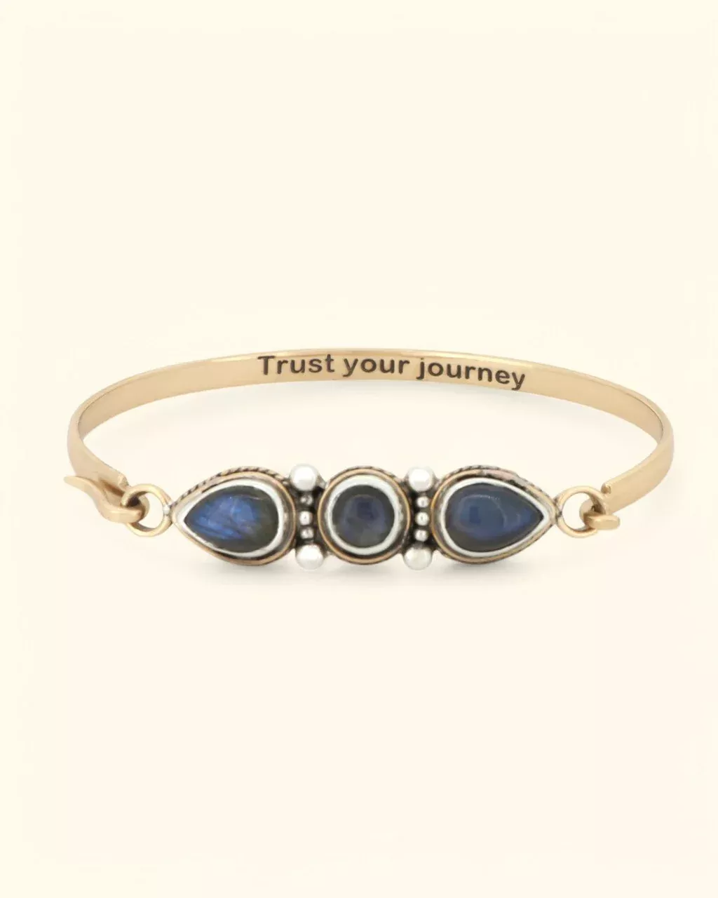 Trust Your Journey Labradorite Gemstone Cuff Bracelet in Bronze and Sterling Silver
