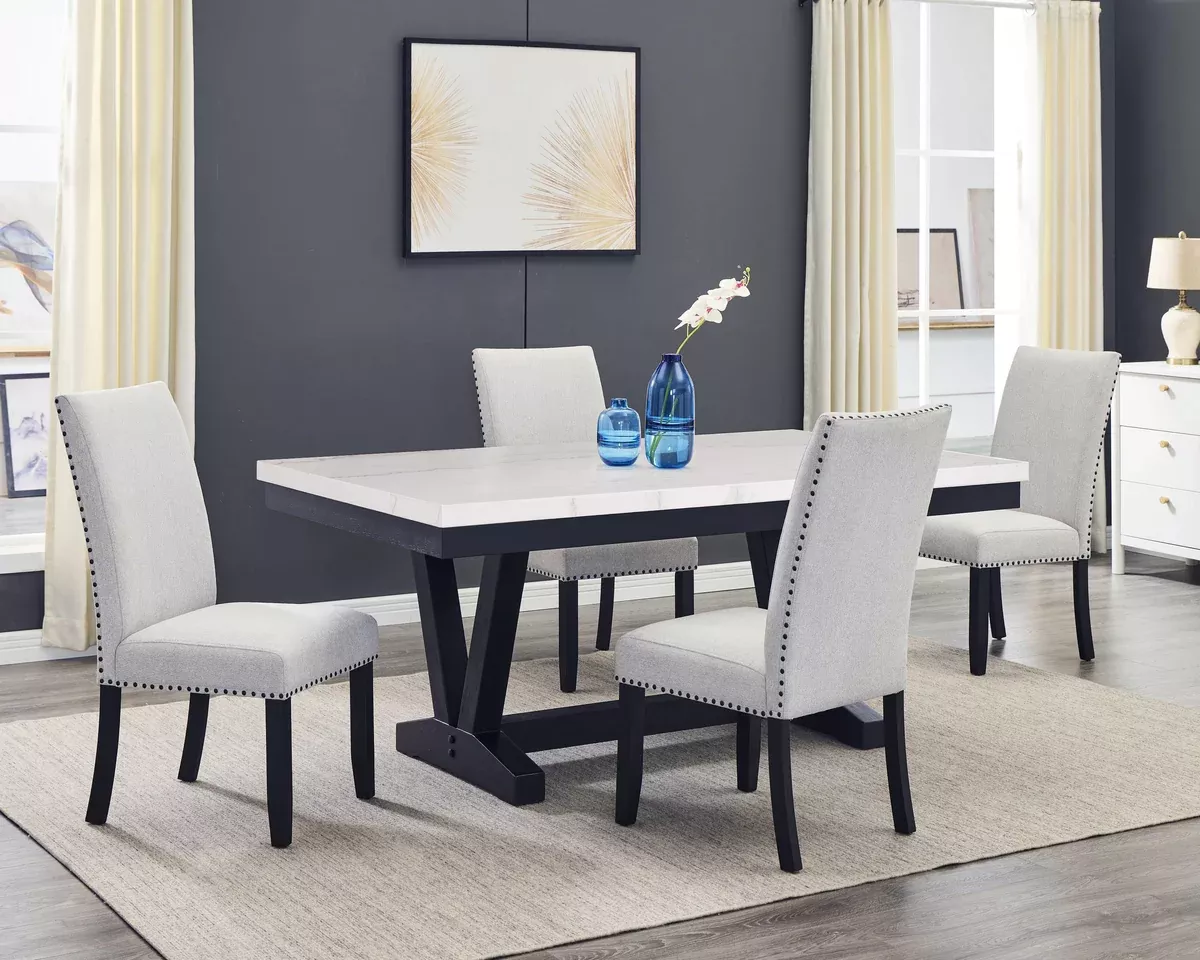 Vance - 5 Piece Dining Room Set - Charcoal / Dove