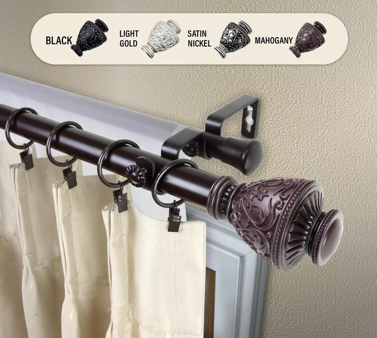 Veda 1" Double Curtain Rod