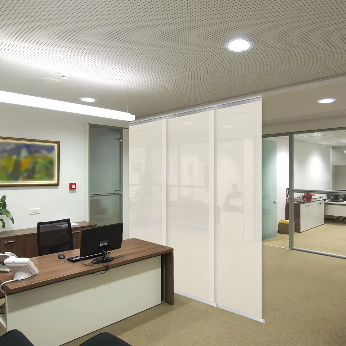 Web 3-Panel Single Rail Panel Track 36"-66"W, Panel width 23.5" - 40% LIGHT-FILTERING