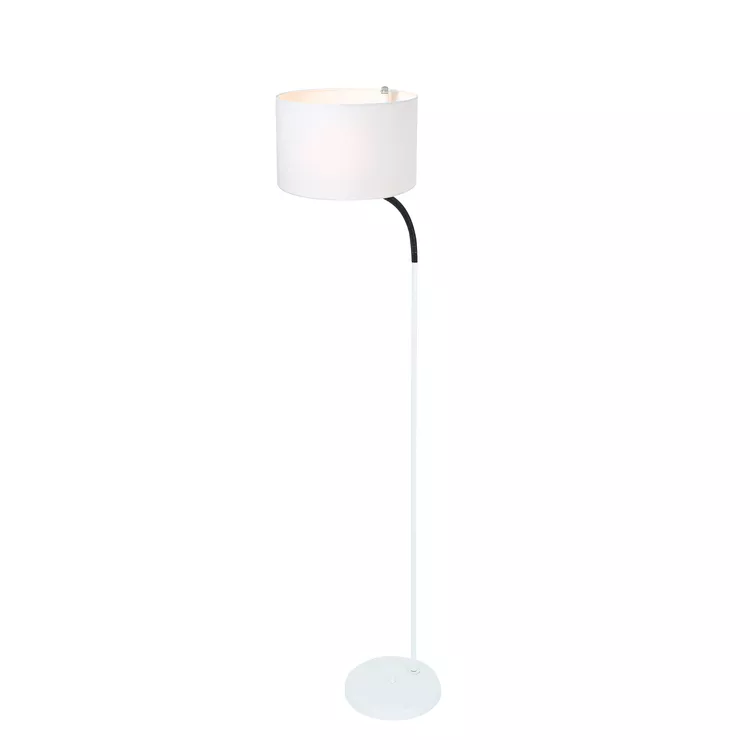 White Floor Lamp with E27 CFL Bulb 23W - Lite Source