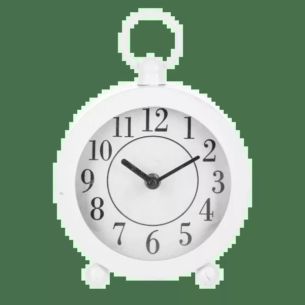 White Round Modern Table Clock