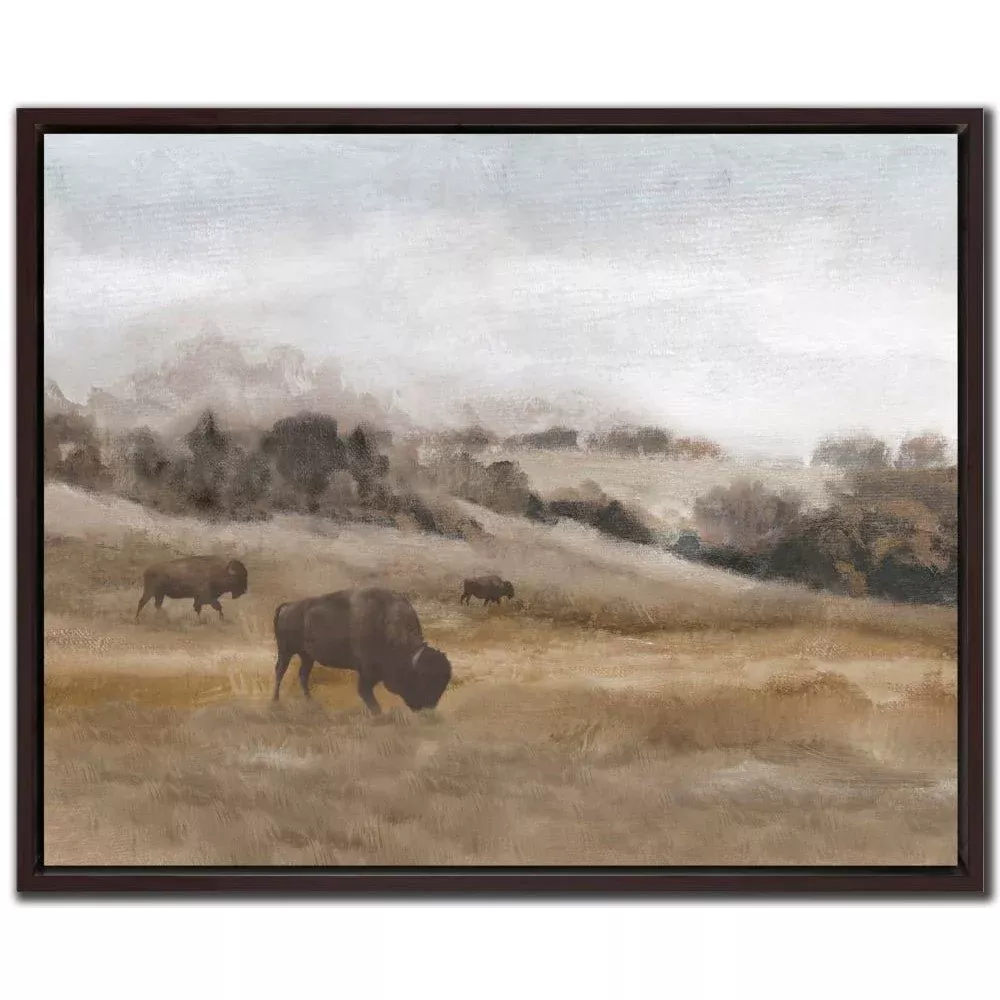 Wild Roaming I - Hand Embellished Canvas In Floating Frame