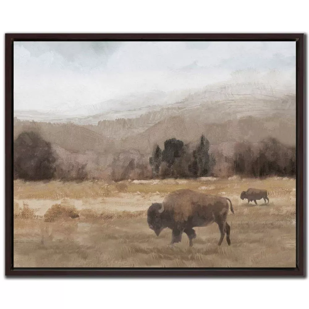 Wild Roaming II - Hand Embellished Canvas In Floating Frame