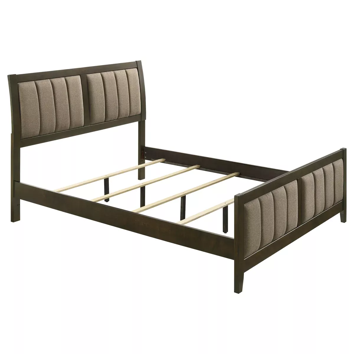 Wilkes Eastern King Vertical-Channel Upholstered Panel Bed Dark Cocoa