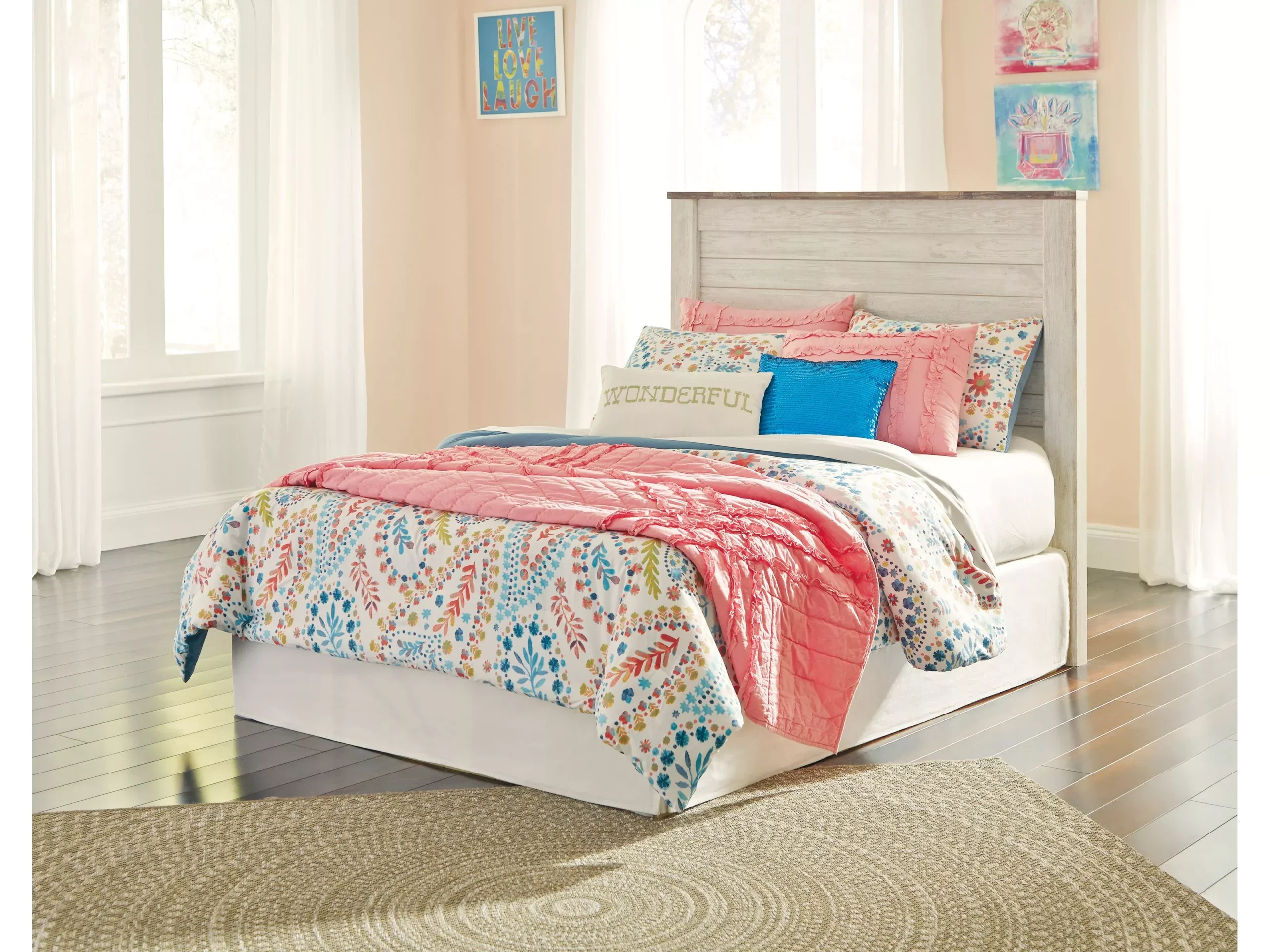 Willowton Full Panel Headboard Only - Whitewash B267-87