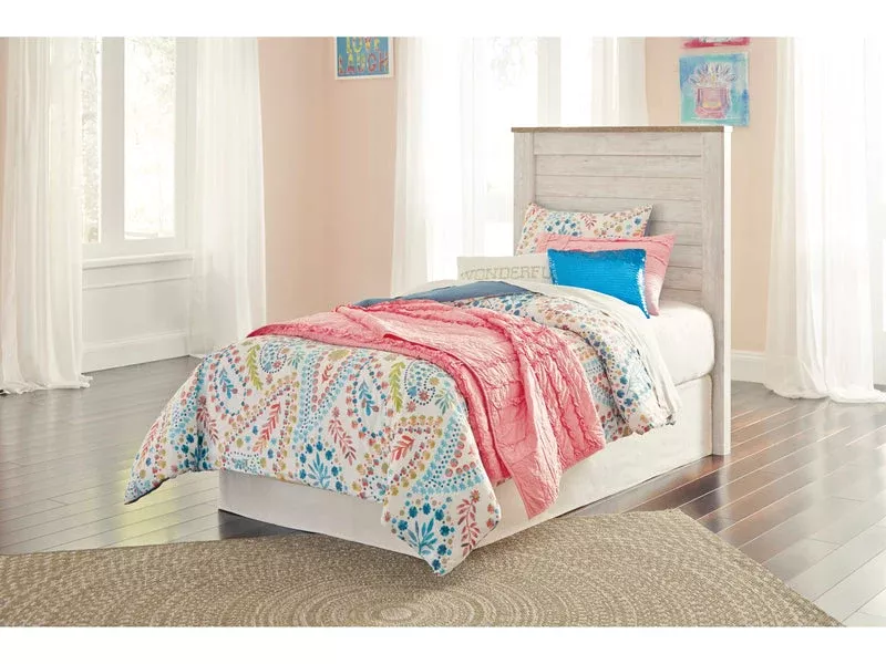 Willowton Twin Panel Bed - Whitewash B267-53,52,83