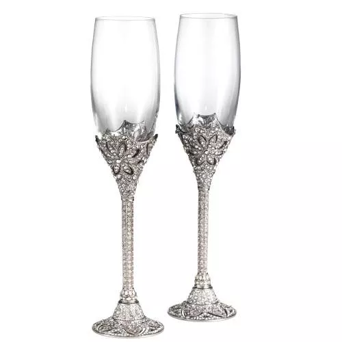 Windsor Champagne Flute Two Piece Set, Silver by Olivia Riegel