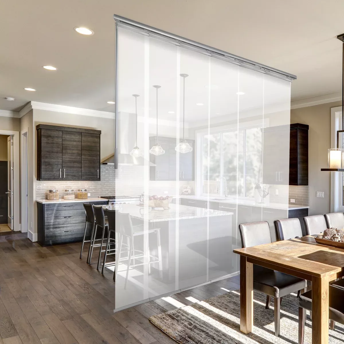 Winter 6-Panel Single Rail Panel Track Extendable 48"-84"W, Panel width 15.75" - 50% LIGHT-FILTERING