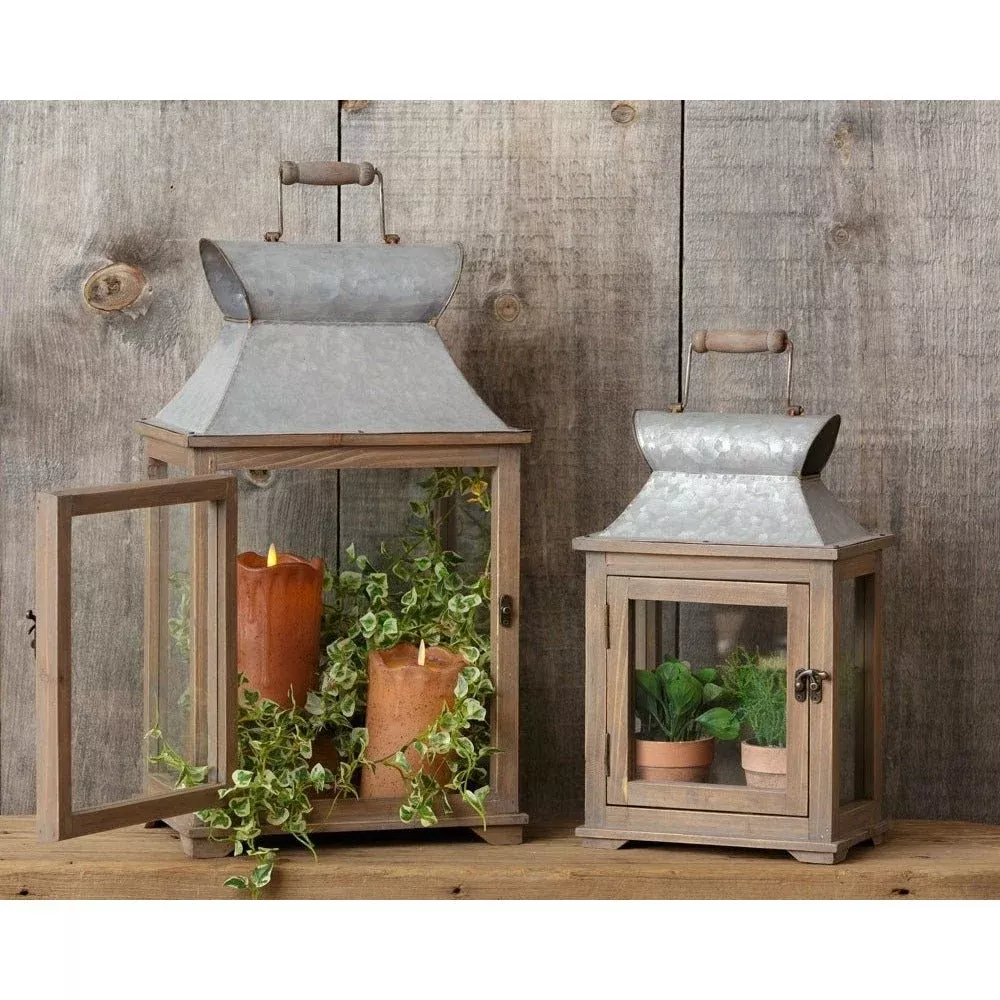 Wood & Galvanized Lantern