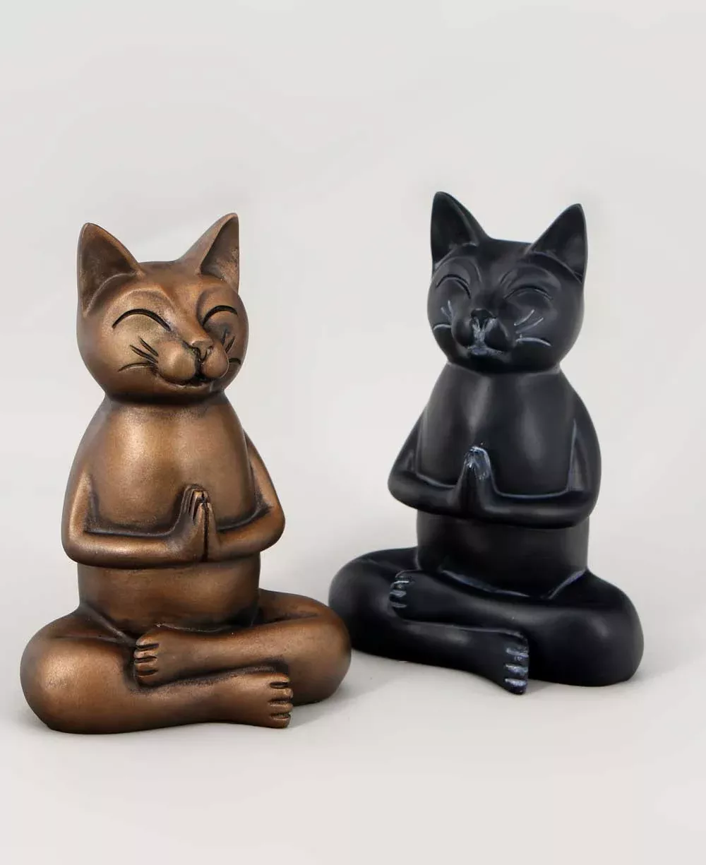 Zen Meditating Namaste Cat Statues