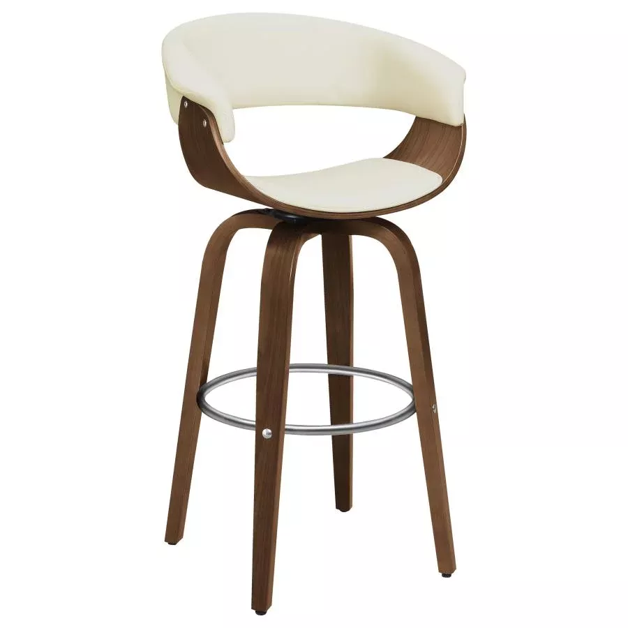 Zion Upholstered Swivel Bar Stool Walnut and Ecru